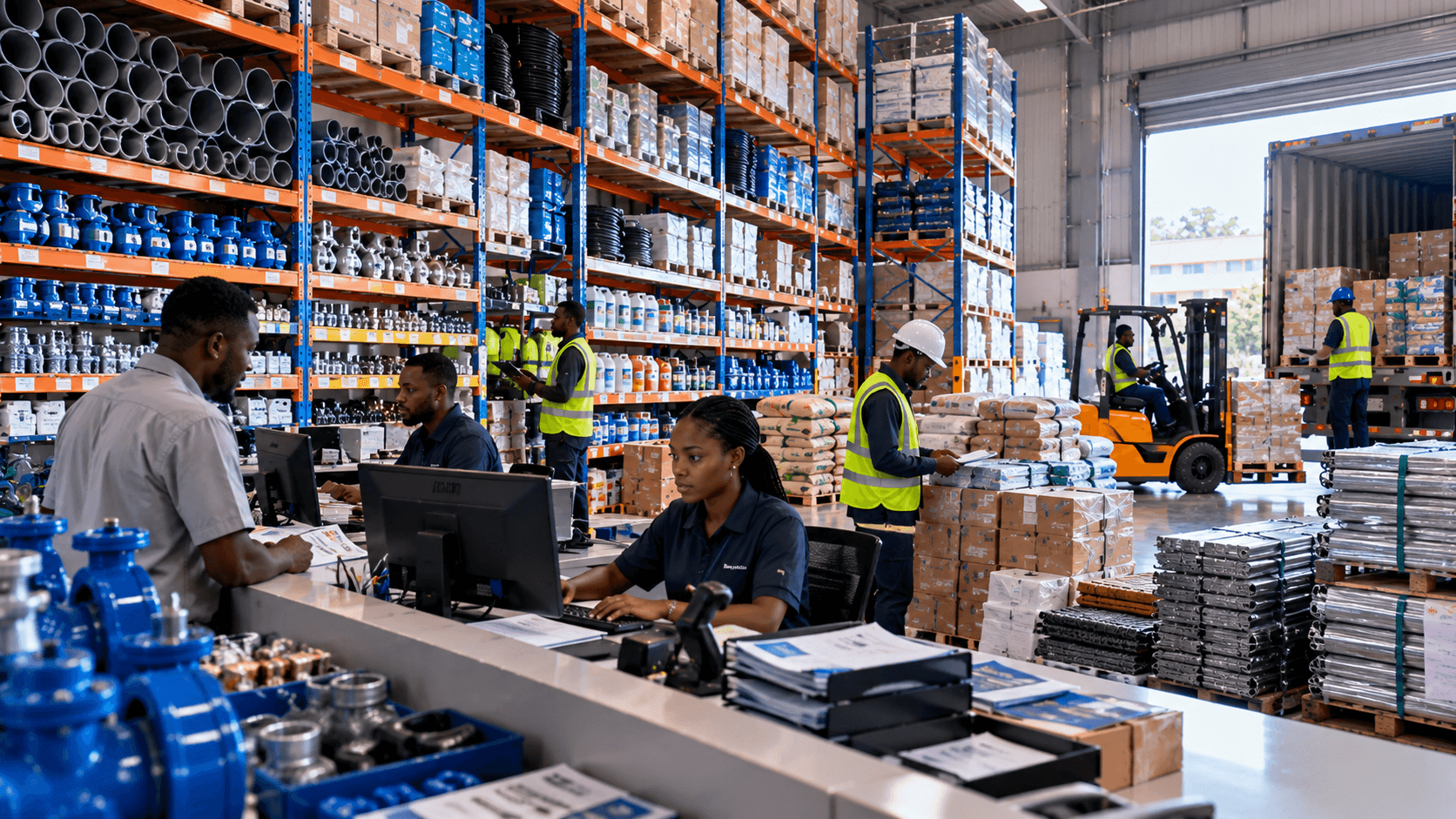 Illustrative industrial distribution environment; not a photograph of Lucandro Enterprise's actual premises